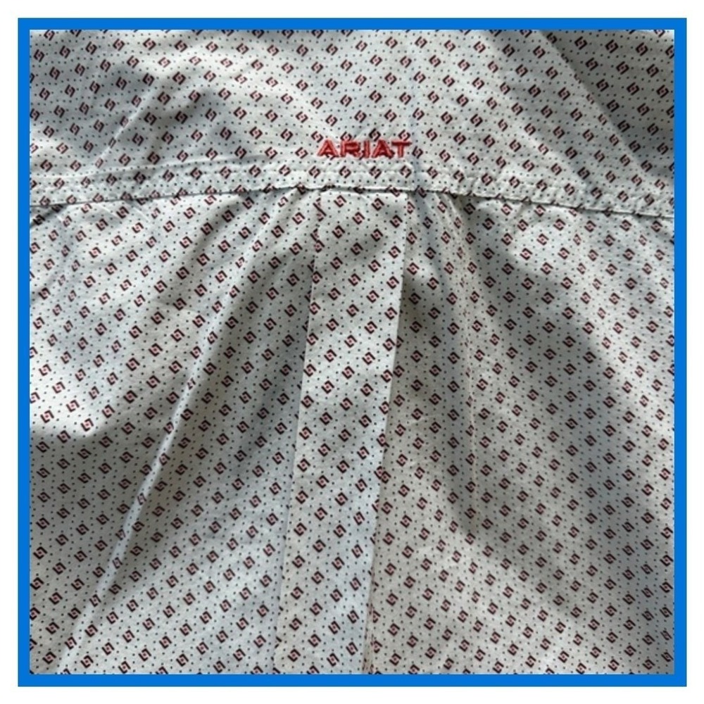Ariat Button Down Shirt Men Small White Red Geometric Print Cowboy Western Rodeo - Picture 4 of 6